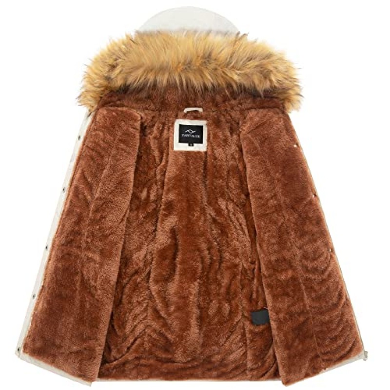 FARVALUE Womens Water-reprllent Winter Coat Thicken Puffer Jacket 따뜻한 양털 안감 모피 후드 파카