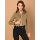 Allegra K 여성용 인조 스웨이드 재킷 버튼 다운 칼라 포켓 크롭 모토 바이커 코트