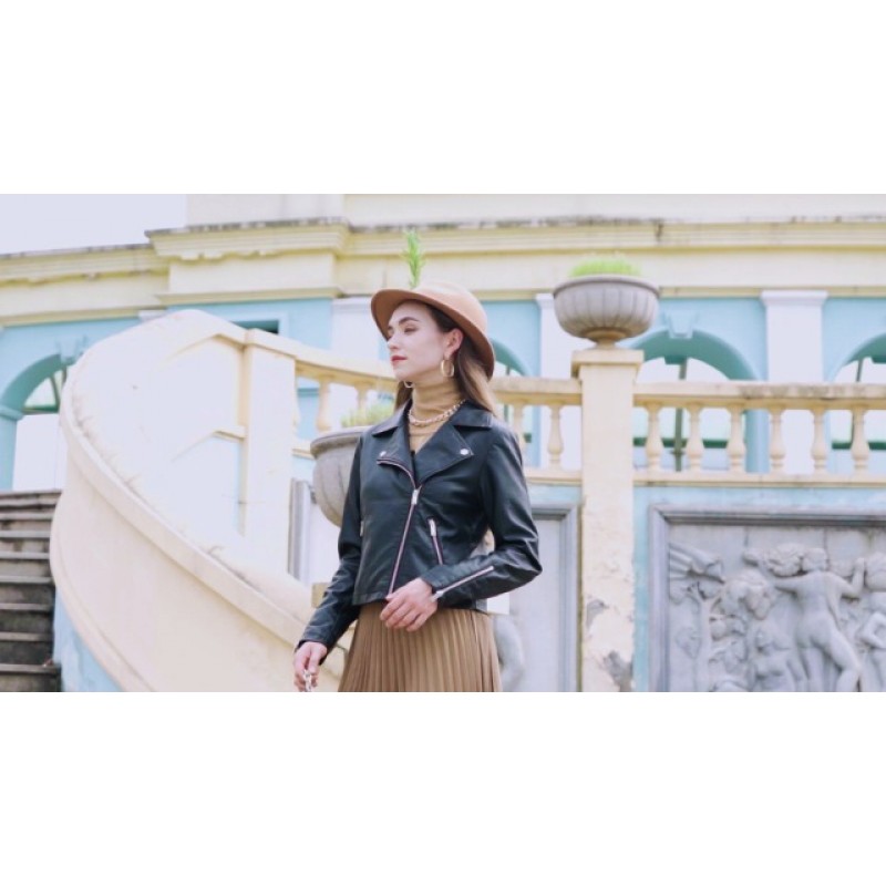 S P Y M 여성용 가죽 자켓, 인조 오토바이 바이커 코트, 레귤러 및 플러스 사이즈 코트