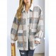 UoDim Womens Sherpa Jacket 퍼지 플리스 자켓 플란넬 체크 무늬 긴 소매 단추 다운 가을 테디 코트 포켓이있는 겉옷