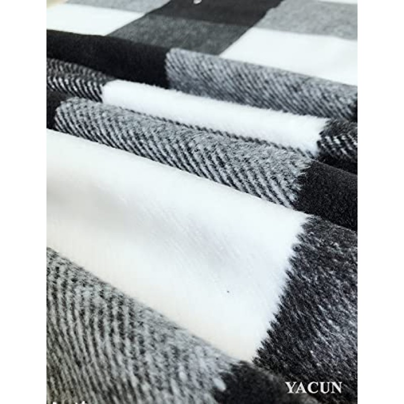 YACUN 여성 조끼 옷깃 오픈 프론트 버팔로 체크 무늬 민소매 카디건 자켓 코트 (포켓 포함)