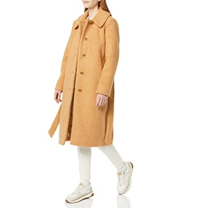 Amazon Essentials 여성용 릴렉스핏 재활용 폴리에스테르 셰르파 롱 코트(플러스 사이즈로 구매 가능)(이전 Amazon Aware), 라이트 카멜, 미디엄