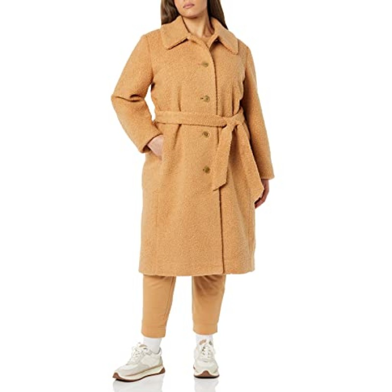 Amazon Essentials 여성용 릴렉스핏 재활용 폴리에스테르 셰르파 롱 코트(플러스 사이즈로 구매 가능)(이전 Amazon Aware), 라이트 카멜, 미디엄