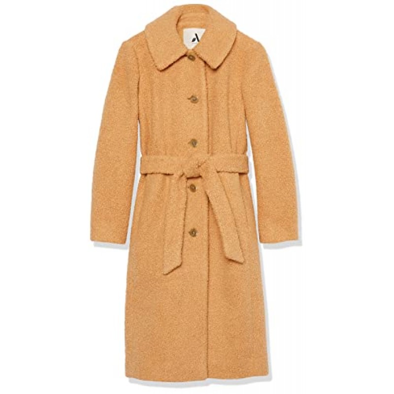 Amazon Essentials 여성용 릴렉스핏 재활용 폴리에스테르 셰르파 롱 코트(플러스 사이즈로 구매 가능)(이전 Amazon Aware), 라이트 카멜, 미디엄
