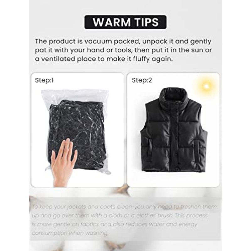 Ailoqing Womens Faux Leather Puffer Vest 지퍼 업 민소매 겨울 크롭 재킷