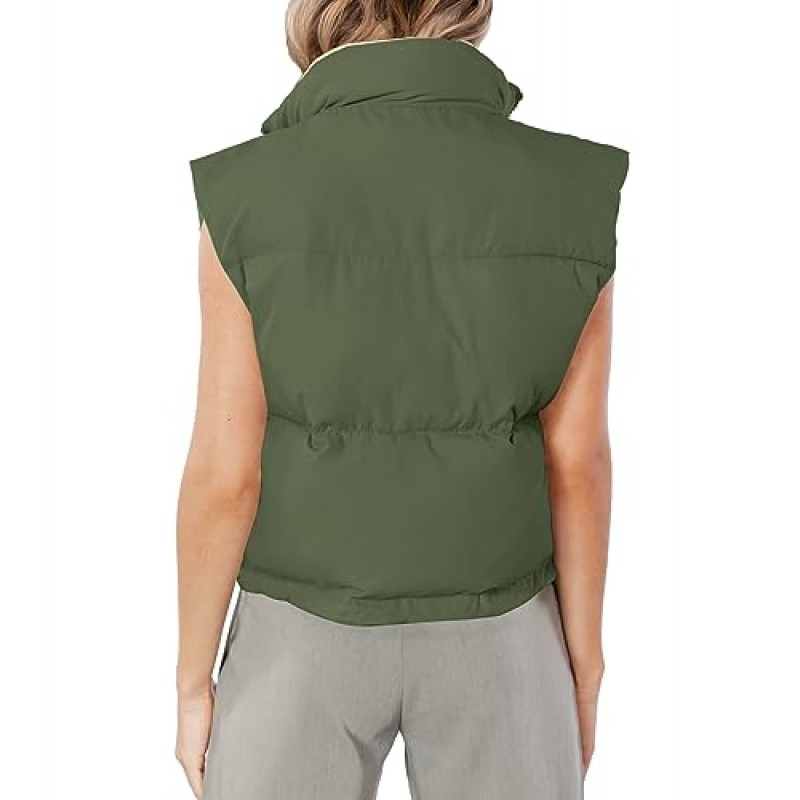 OWIN Womens Winter Puffer Vest 스탠드 업 칼라 지퍼 퀼트 다운 재킷 코트 패딩 Gilet with Pockets