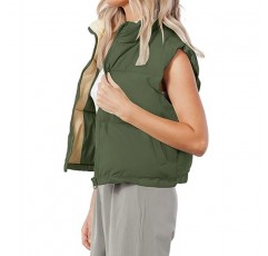 OWIN Womens Winter Puffer Vest 스탠드 업 칼라 지퍼 퀼트 다운 재킷 코트 패딩 Gilet with Pockets