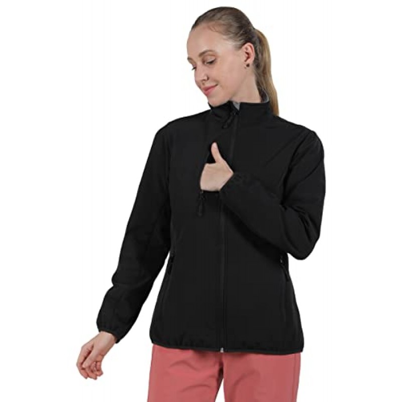Fit space 여성용 소프트쉘 자켓 플리스 안감 운동용 자켓, 러닝 하이킹 여행용 방풍 아우터웨어