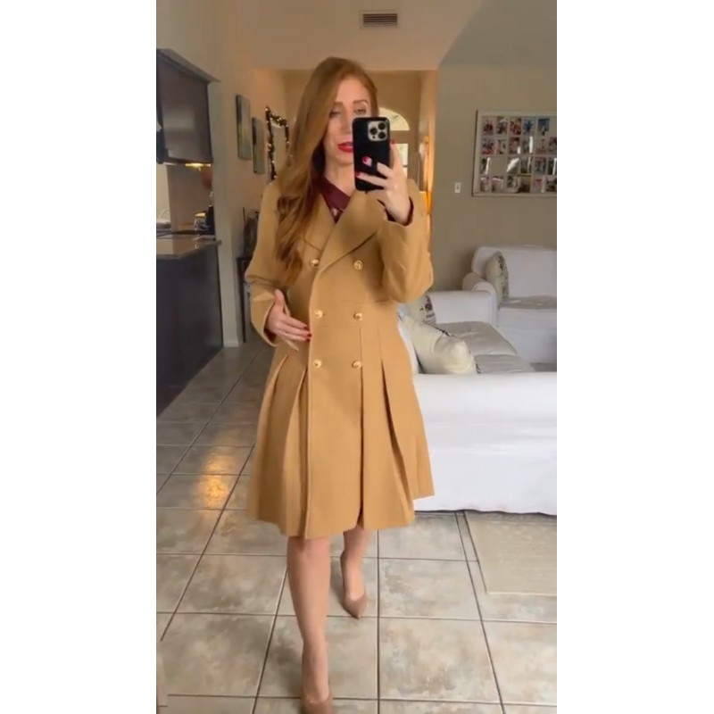 GRACE KARIN 여성용 트렌치 코트 노치 라펠 더블 브레스트 두꺼운 A 라인 피코트 자켓 (포켓 포함)(S-2XL)