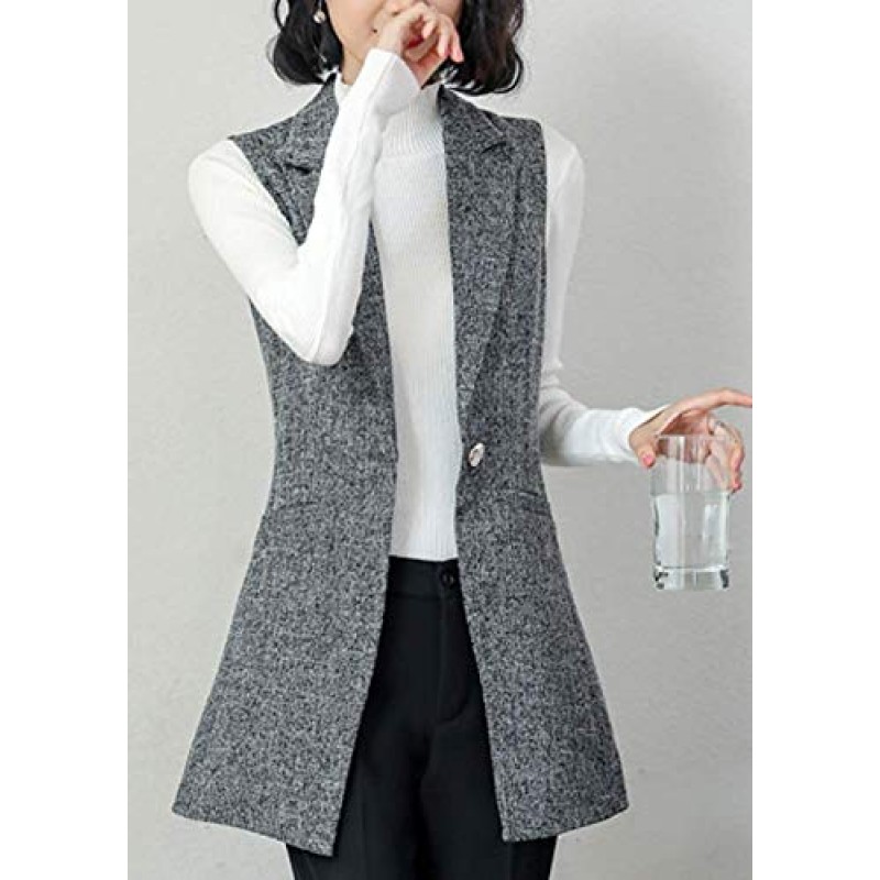 Kedera 여성용 긴 민소매 더스터 트렌치 조끼 캐주얼 옷깃 오피스 블레이저 자켓