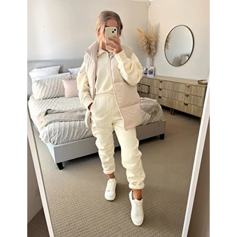 Springrain Womens Oversize Quilted Puffer Vest 패딩 따뜻한 겨울 자켓(스탠드 칼라 포함) Bubble Puffer Gilet