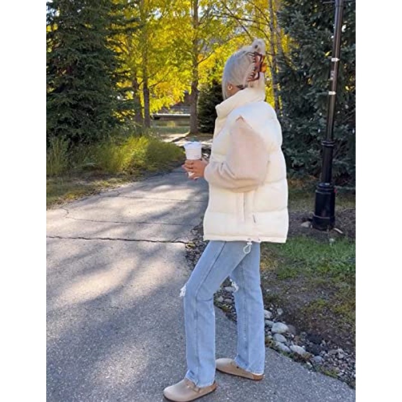 Springrain Womens Oversize Quilted Puffer Vest 패딩 따뜻한 겨울 자켓(스탠드 칼라 포함) Bubble Puffer Gilet
