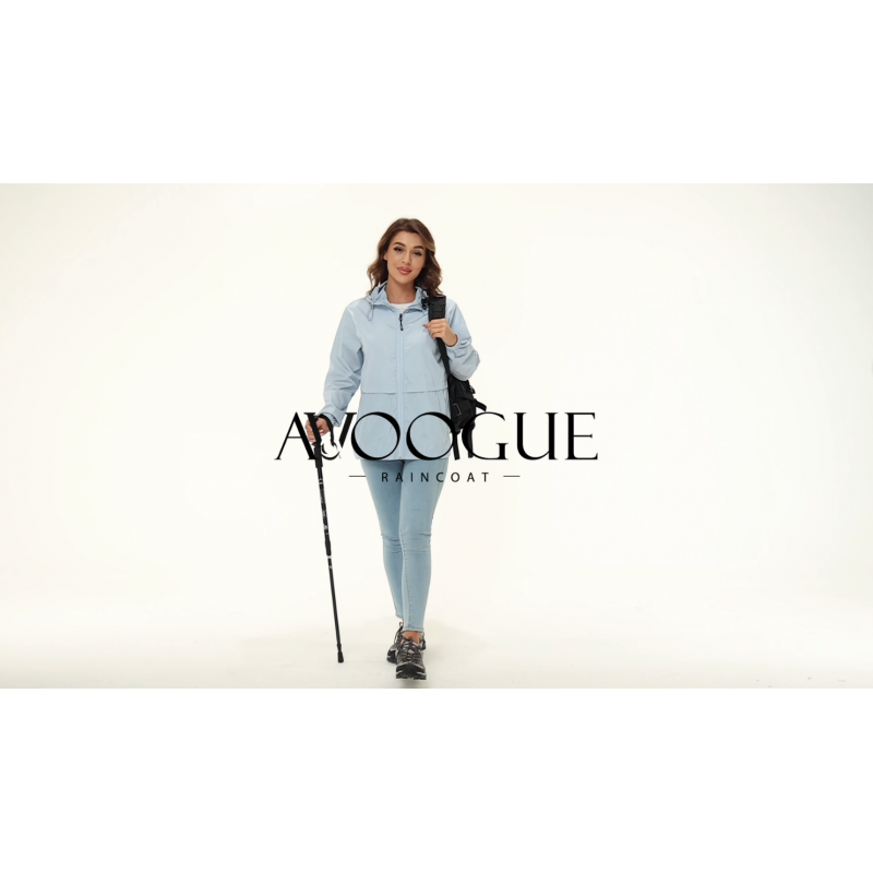 Avoogue 여성용 방수 레인 재킷 경량 레인코트 패커블 후드 아웃도어 윈드브레이커