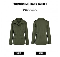 Pepochic Womens 밀리터리 재킷 지퍼 업 스냅 버튼 경량 유틸리티 아노락 필드 사파리 코트 아웃웨어