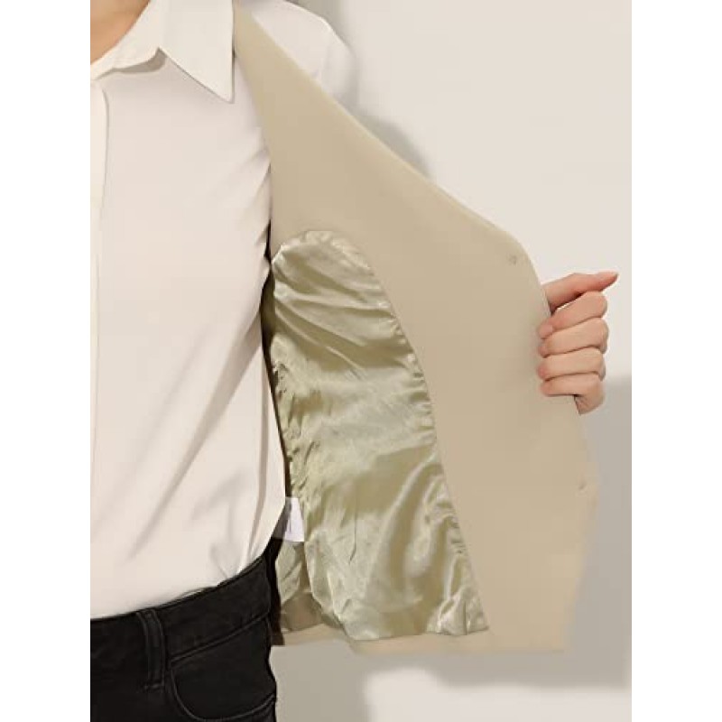 Allegra K 여성용 양복 조끼 홀터넥 넥 빈티지 민소매 버튼 다운 Dressy Suit Vest Jacket