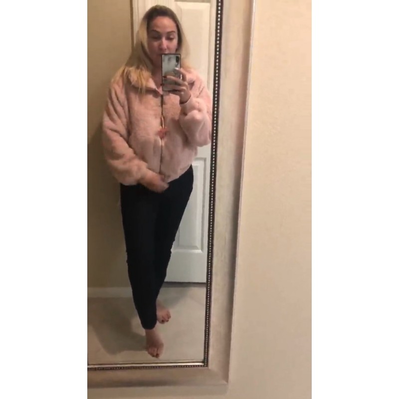 FANCYINN Womens Teddy Cropped Faux Fur Jacket 모피 라펠 코트 지퍼 업 포켓 포함 따뜻한 겨울