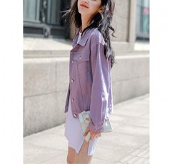 ZLSLZ 여성 캐주얼 귀여운 솔리드 긴 소매 데님 진 트럭 재킷 코트 겉옷