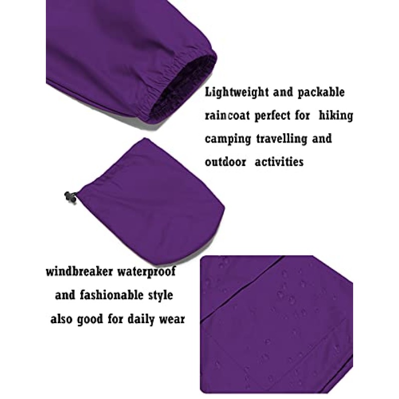 Avoogue Raincoat 여성 경량 방수 레인 재킷 Packable Outdoor Hooded Windbreaker