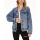 XUWNEI Womens 데님 버튼 다운 재킷 긴 소매 격자 무늬 셔츠 Shacket Jacket 남자 친구 Distresse Jean Coats