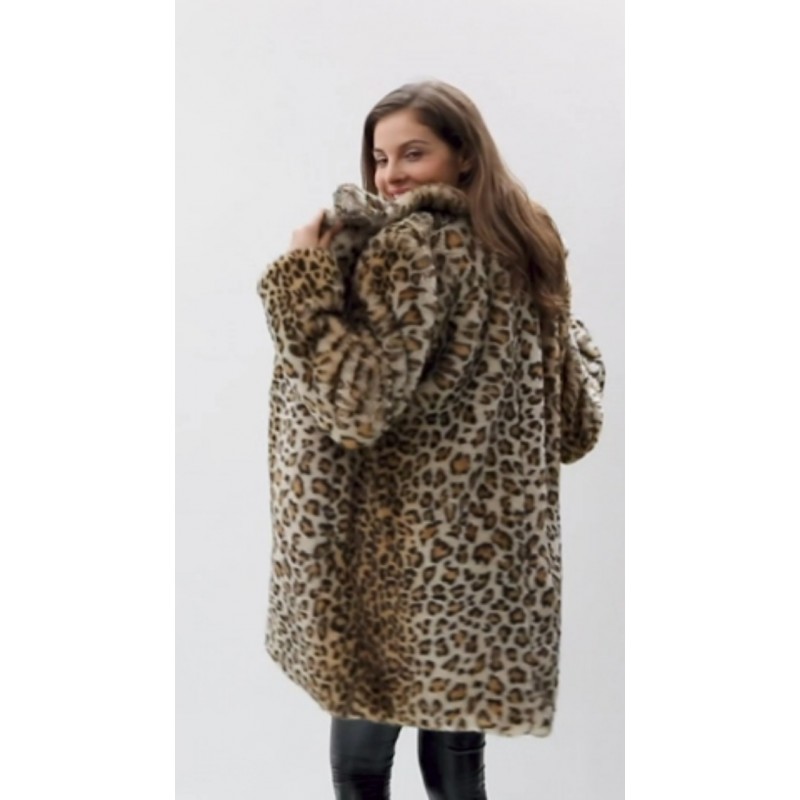 Bellivera Womens Leopard 프린트 플리스 코트, 봄, 겨울 패션 퍼지 재킷 인조 모피 푹신한 카디건 오버코트