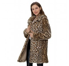 Bellivera Womens Leopard 프린트 플리스 코트, 봄, 겨울 패션 퍼지 재킷 인조 모피 푹신한 카디건 오버코트