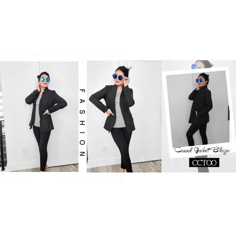 CCTOO 여성 코트 캐주얼 오픈 프론트 블레이저 긴 소매 스탠드 칼라 솔리드 트렌치 비즈니스 작업 오피스 자켓 아웃웨어