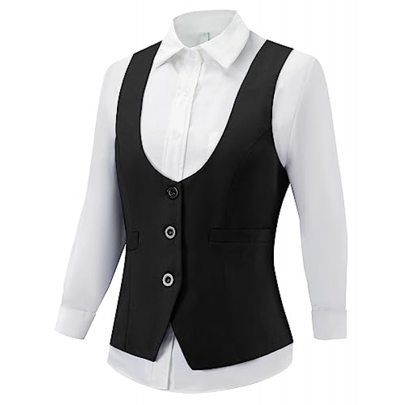 V VOCNI 정장 조끼 여성용 양복 조끼 빈티지 Steampunk Dressy 캐주얼 Racerback 조끼 자켓