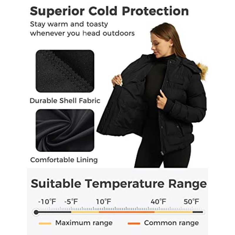 Wantdo 여성용 후드 겨울 코트 Thicken Quilted Puffer Jacket Warm Parka