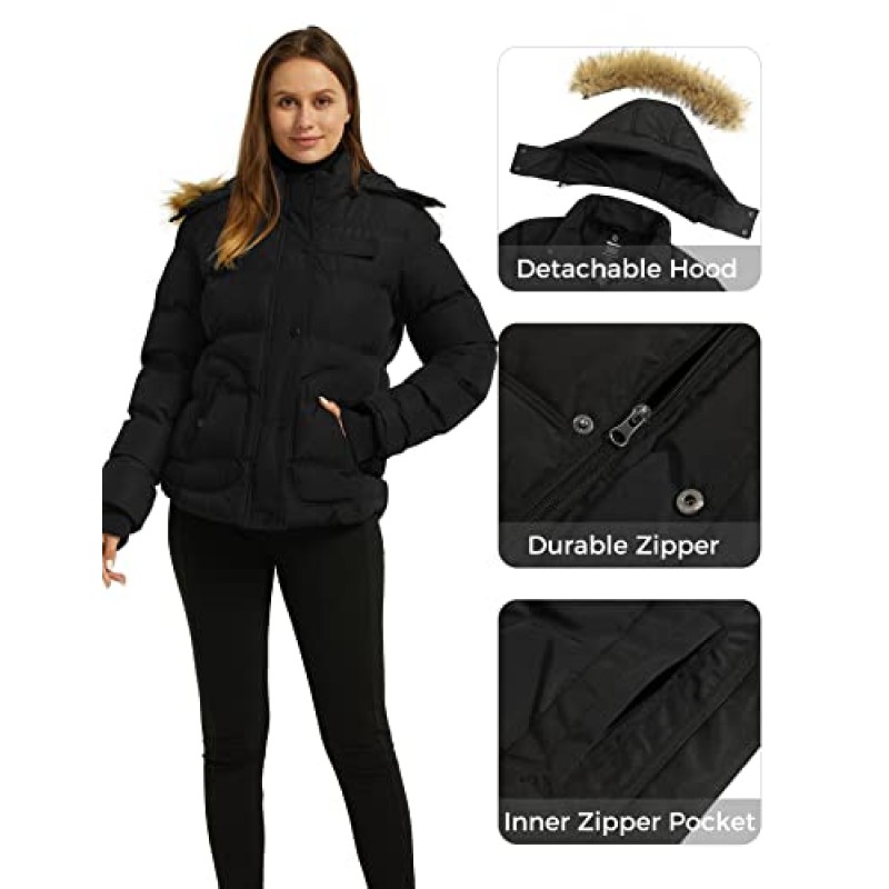 Wantdo 여성용 후드 겨울 코트 Thicken Quilted Puffer Jacket Warm Parka