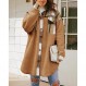 FSHAOES Womens 2023 겨울 코트 퍼지 플리스 롱 자켓 체크 무늬 샤켓 버튼 다운 셔츠 경량 아웃웨어 카디건