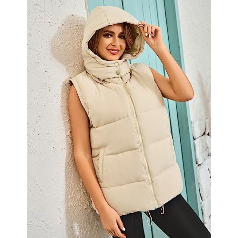 Aisongyuan 여성용 퍼퍼 분리형 후드 조끼 퀼트 경량 패딩 Gilet 자켓 지퍼 업 따뜻한 겉옷
