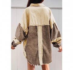 Dokotoo Jean Jacket 여성 오버 사이즈 패치 워크 패션 2023 Shacket Jacket 여성 긴 남자 친구 버튼 다운 셔츠