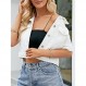 Ladyful Womens Cropped Denim Jacket 반소매 버튼 다운 캐주얼 디스트레스드 진 자켓 겉옷