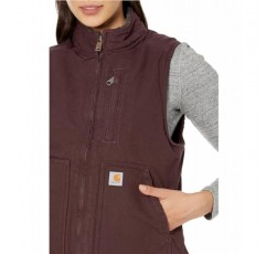 Carhartt 여성용 릴랙스핏 워시드 덕 셰르파 안감 모크넥 조끼