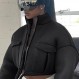 Arssm Womens Full Zip Cropped Jacket 스탠드 칼라 긴 소매 섹시한 경량 탑 짧은 캐주얼 폭격기 코트 겉옷