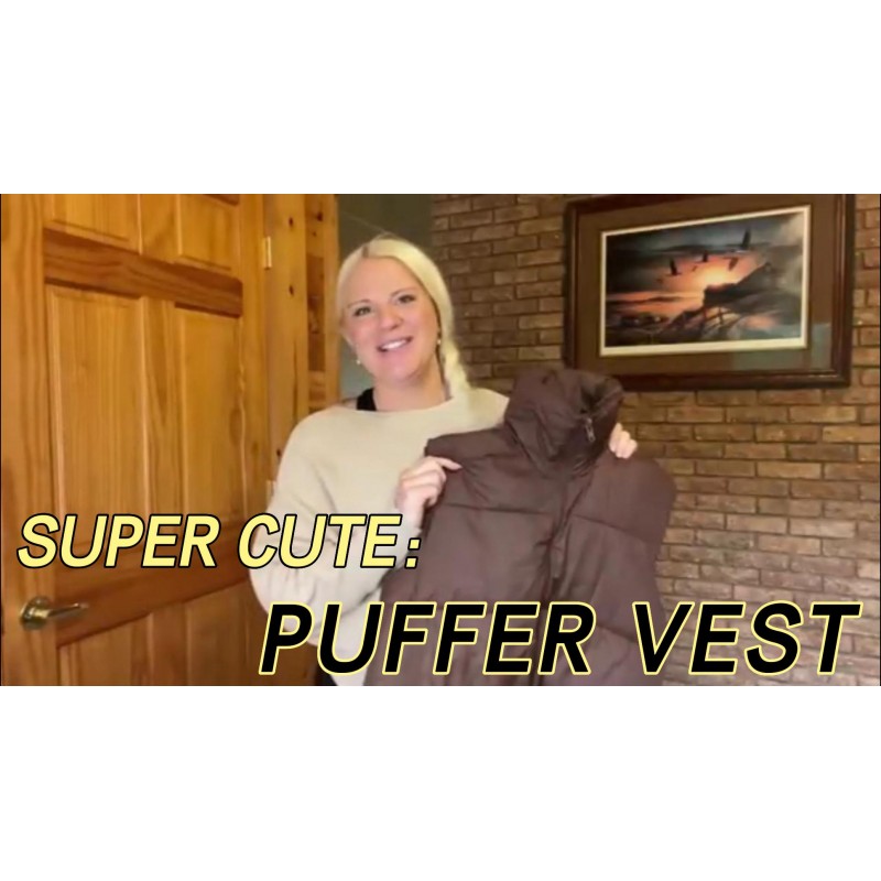 Ainangua 여성용 자르기 패딩 조끼 스탠드 칼라 경량 민소매 퍼퍼 지퍼 업 Gilet Outerwear