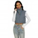 Jeovuanun Womens Cropped Puffer Vest 스탠드 칼라 지퍼 업 경량 겨울 푹신한 자켓 조끼 겉옷
