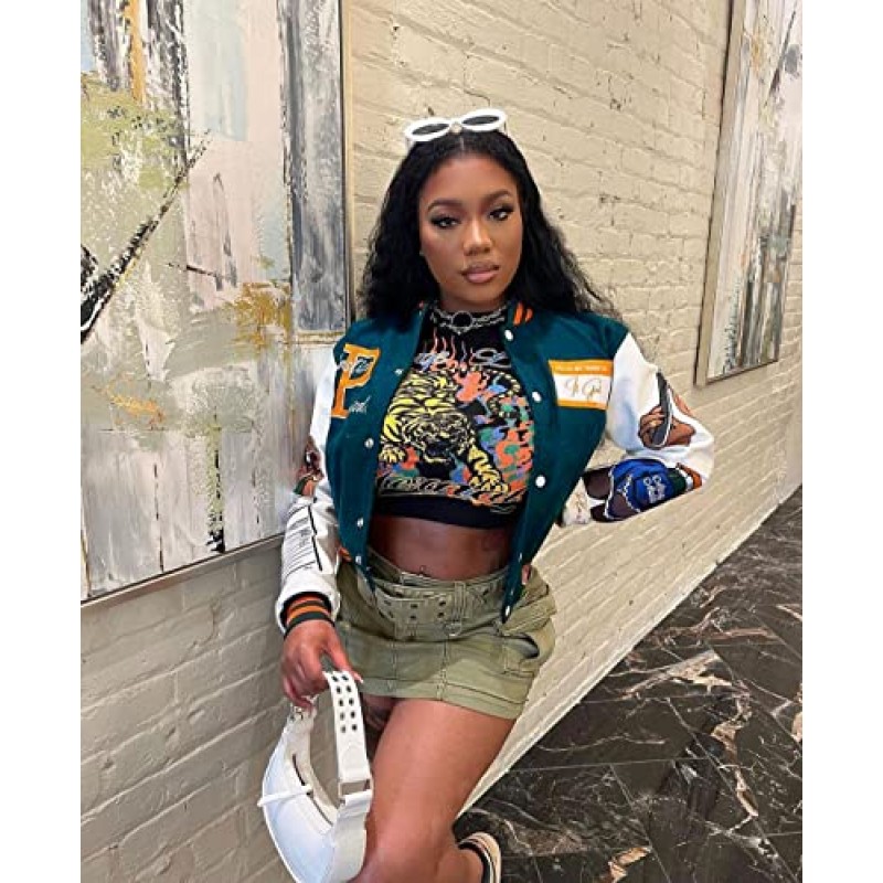 NIFTRIRY Varsity Jacket 여성 패치 캐주얼 자켓 자른 자켓 가죽 자켓 여성 축제 의상 여성용