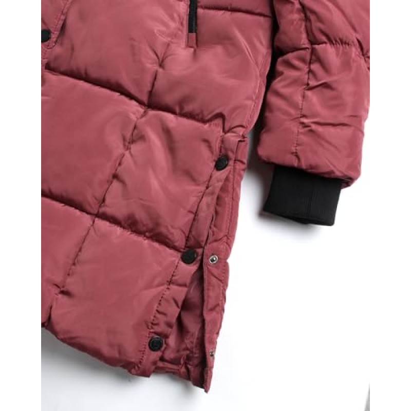 CANADA WEATHER GEAR 여성 겨울 코트 - 셰르파 모피 안감 후드가 있는 퍼퍼 버블 재킷