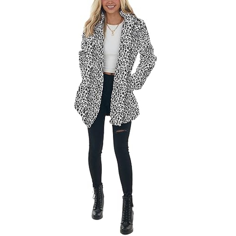 SeekMe Womens Faux 모피 코트 레오파드 자켓 루즈한 따뜻한 가을 겨울 털이 자켓 아웃웨어
