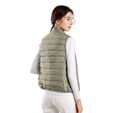 ELFJOY 다운 여성 조끼 겨울 조끼 스탠드 칼라 민소매 다운 재킷 코트 Packable 퍼퍼 조끼 숙녀 조끼