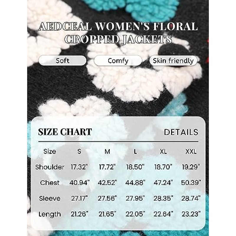 Aedceal 여성용 꽃 무늬 크롭 자켓 퍼프 슬리브 버튼 다운 폭격기 코트 겉옷