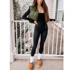 Gihuo Womens Quilted Cropped Puffer Vest Gilet 따뜻한 패딩 풀 지퍼 경량 푹신한 조끼 짧은 민소매 자켓