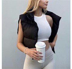 KEOMUD 여성용 겨울 자르기 조끼 경량 민소매 따뜻한 겉옷 퍼퍼 조끼 패딩 Gilet