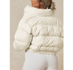 Zhiyouni Womens Cropped Puffer Jackets 지퍼 긴 소매 패딩 겨울 겉옷