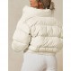 Zhiyouni Womens Cropped Puffer Jackets 지퍼 긴 소매 패딩 겨울 겉옷