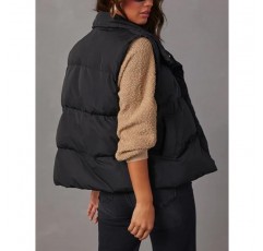 Himosyber Womens Puffer Vest 민소매 캐주얼 겨울 따뜻한 경량 스탠드 칼라 다운 자켓 코트