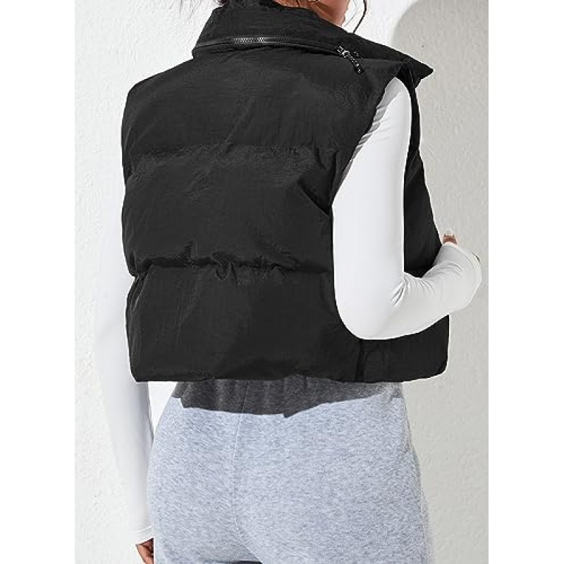 Allytok Womens Winter Cropped Puffer Vest 경량 지퍼 업 Y2K 자르기 푹신한 조끼 민소매 겉옷