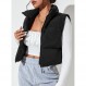 Allytok Womens Winter Cropped Puffer Vest 경량 지퍼 업 Y2K 자르기 푹신한 조끼 민소매 겉옷