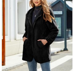 Vipwest Womens 퍼지 플리스 셰르파 재킷 풀 지퍼 긴 소매 플란넬 가디건 코트 아우터웨어(후드 포함)(S-5XL)
